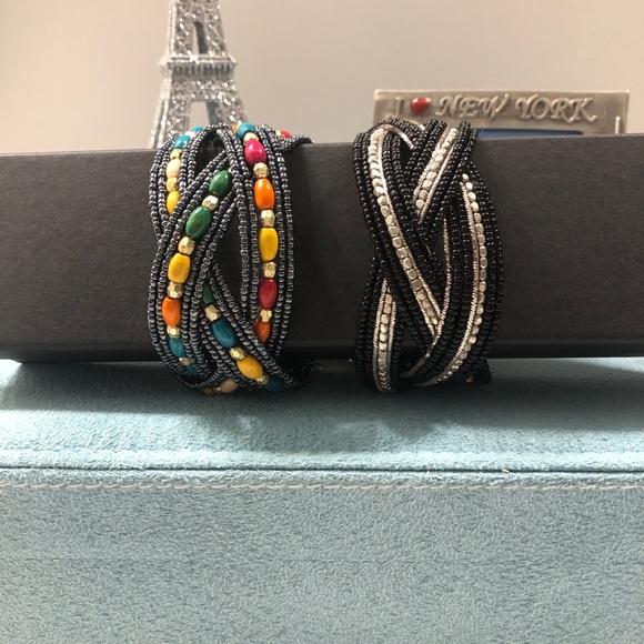 Bundle of 2 - Cuff-style Beaded Bracelets - Picture 1 of 7